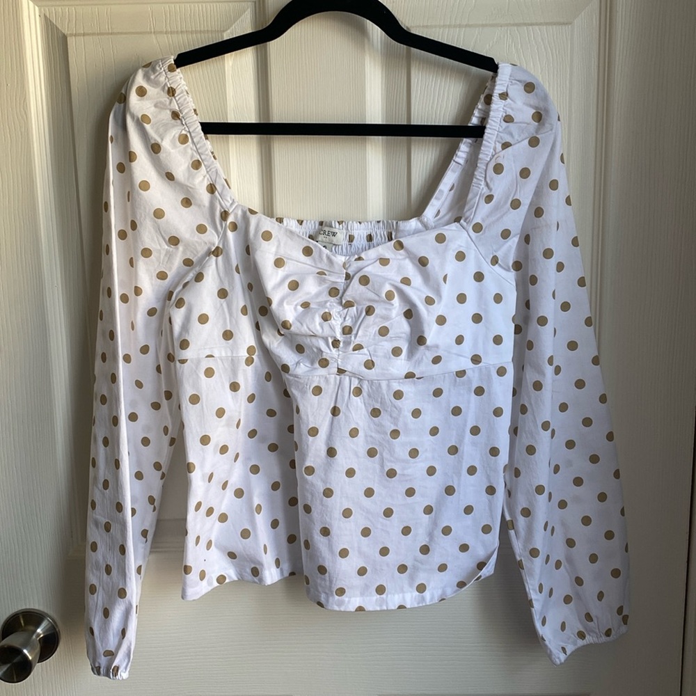 J. Crew Polka Dot Cropped Blouse